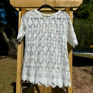 3/$20 Papaya White Lace Crochet Top